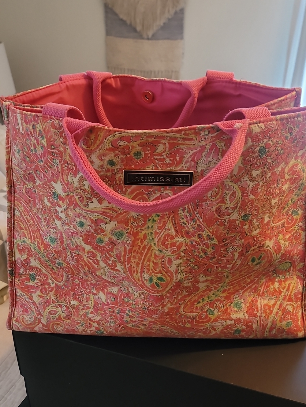 intimissimi Coral Pink Paisley Tote